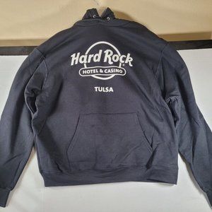 Hard Rock Casino Hotel Hoodie Front Pockets Tulsa Oklahoma Black Men's XL New!